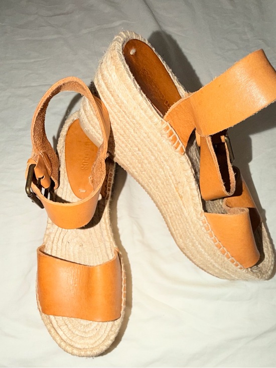 Soludos Shoes - Soludos Tan Leather Espadrille Wedge Sandals